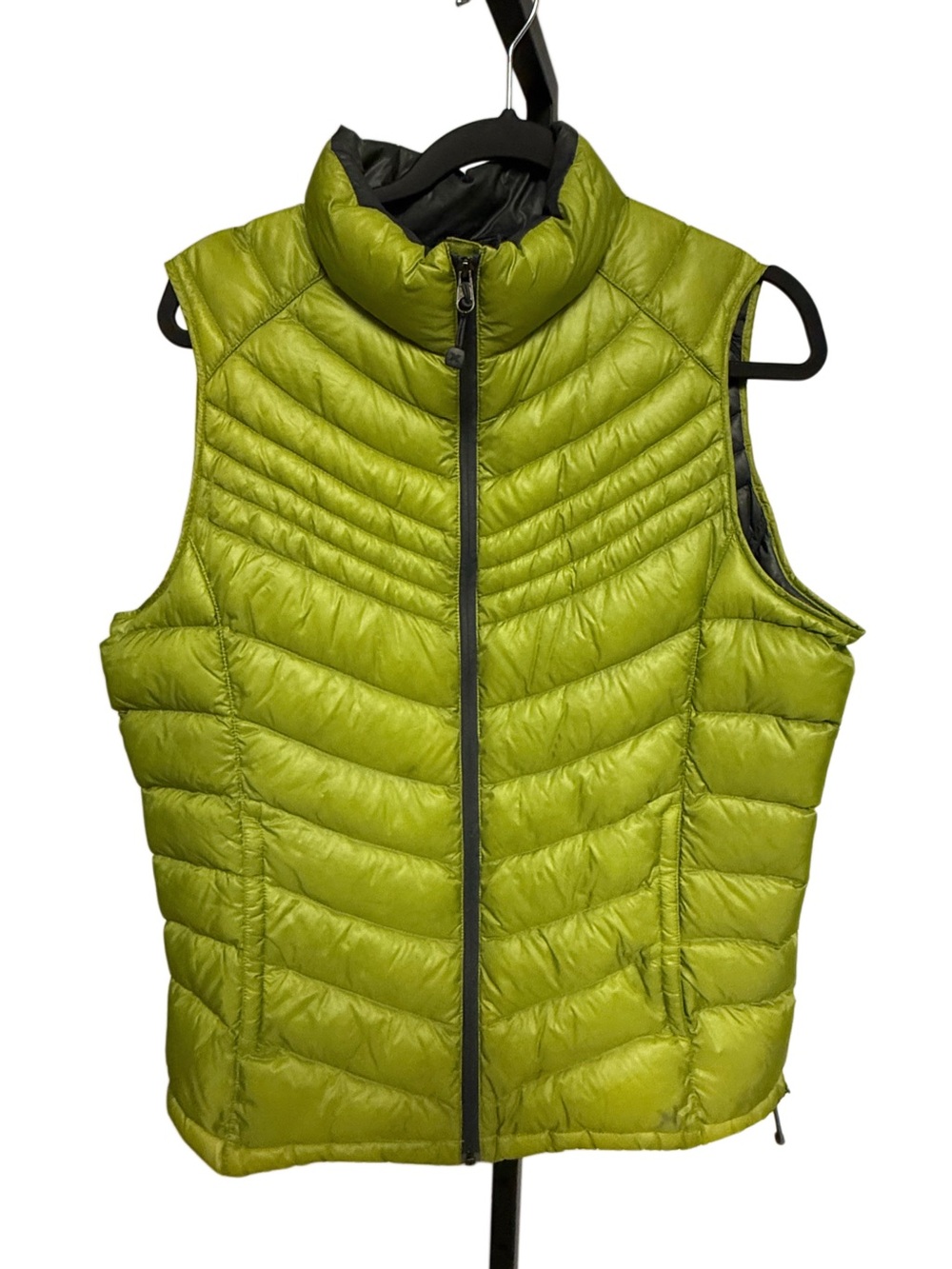 Packable Premium Down Vest Women's Lightweight Lime Quilted Puffer Size L Hiking